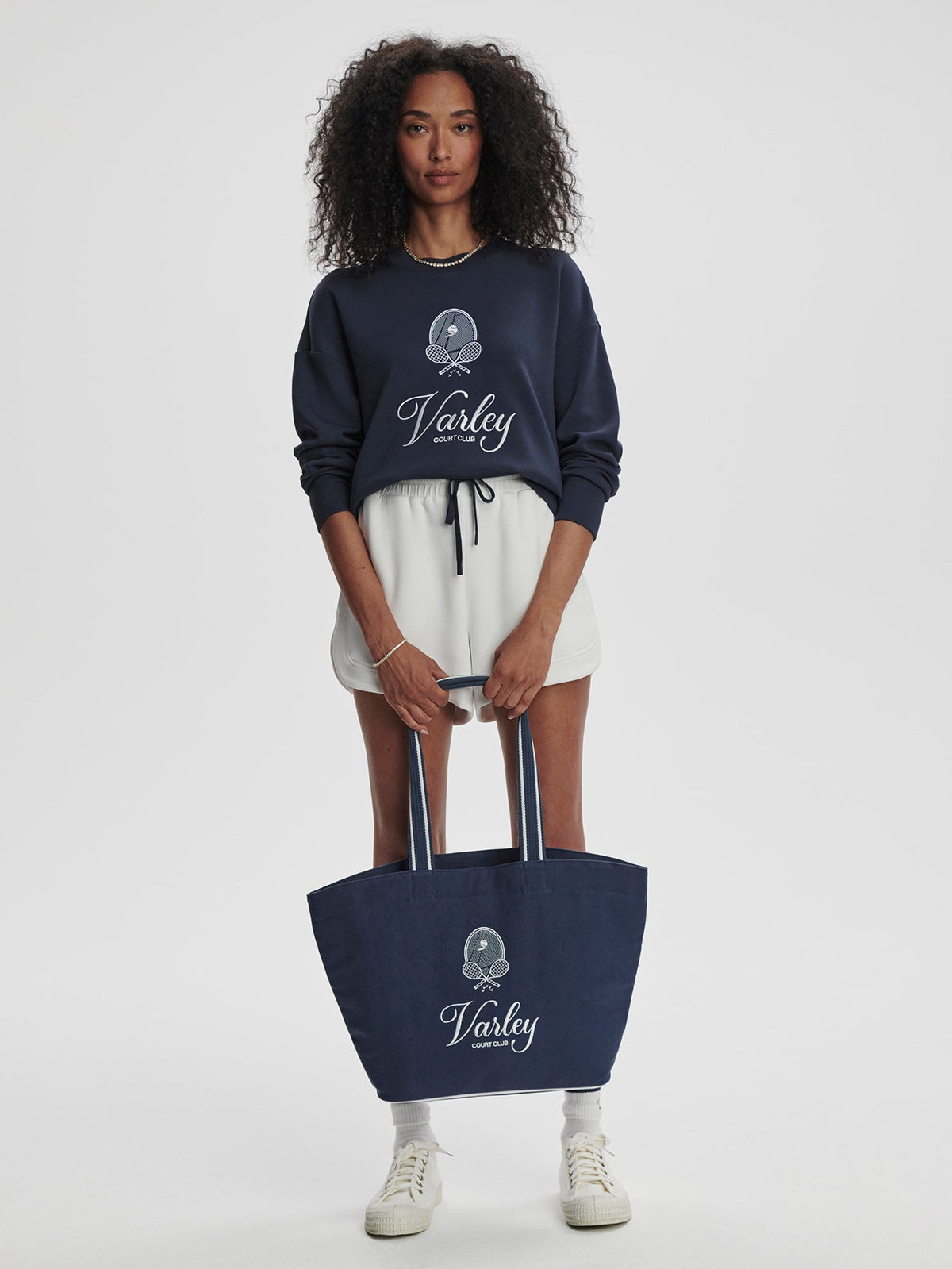 Robinson Canvas Club Tote Bag Blue Nights/ White - Varley