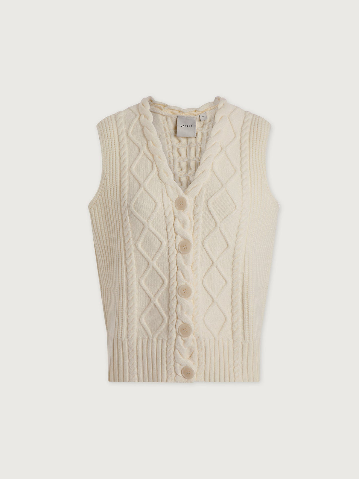 Tatyana Cable Knit Vest Egret - Varley