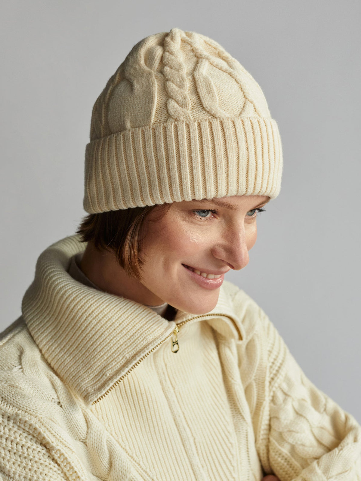 Chamond Cable Beanie | VARLEY US Whitecap Grey - Varley