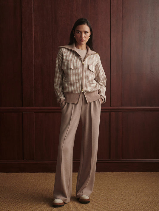 Ablett Jacquard Knit Jacket Taupe - Varley