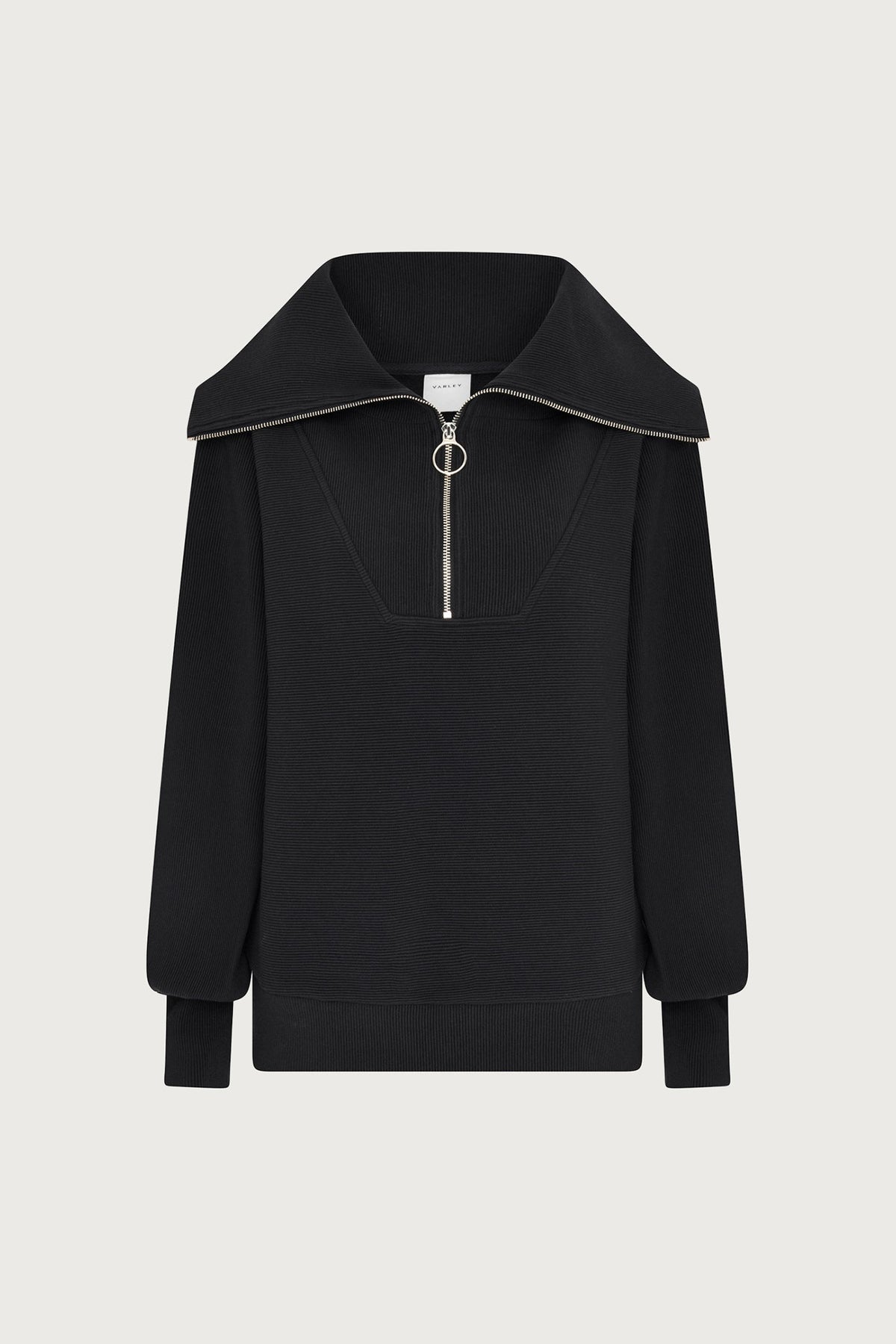 Vine Pullover | Ottoman Rib Half-Zip Pullover Black - Varley