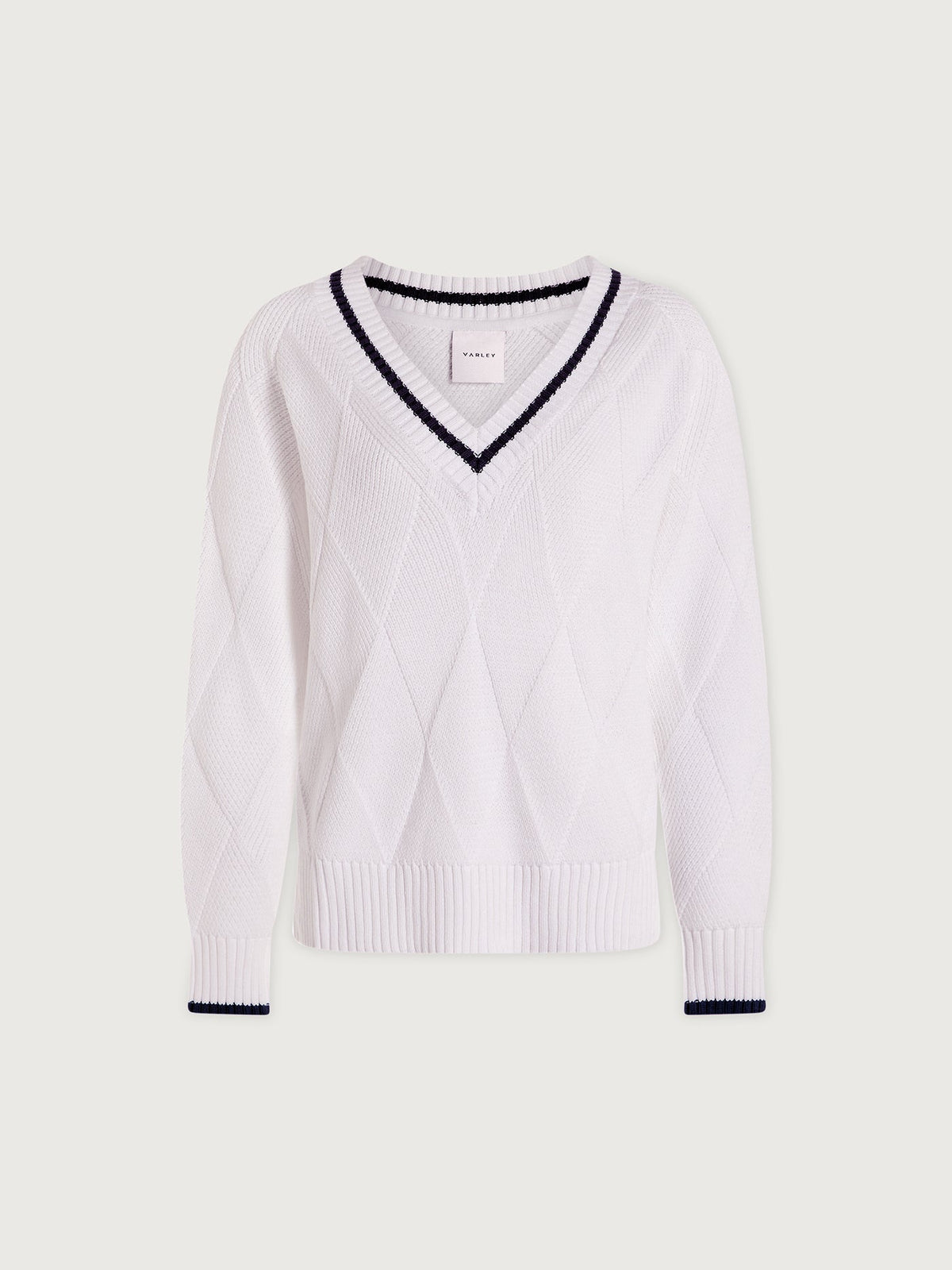 Ray Diamond V-Neck Knit White/ Blue Nights - Varley