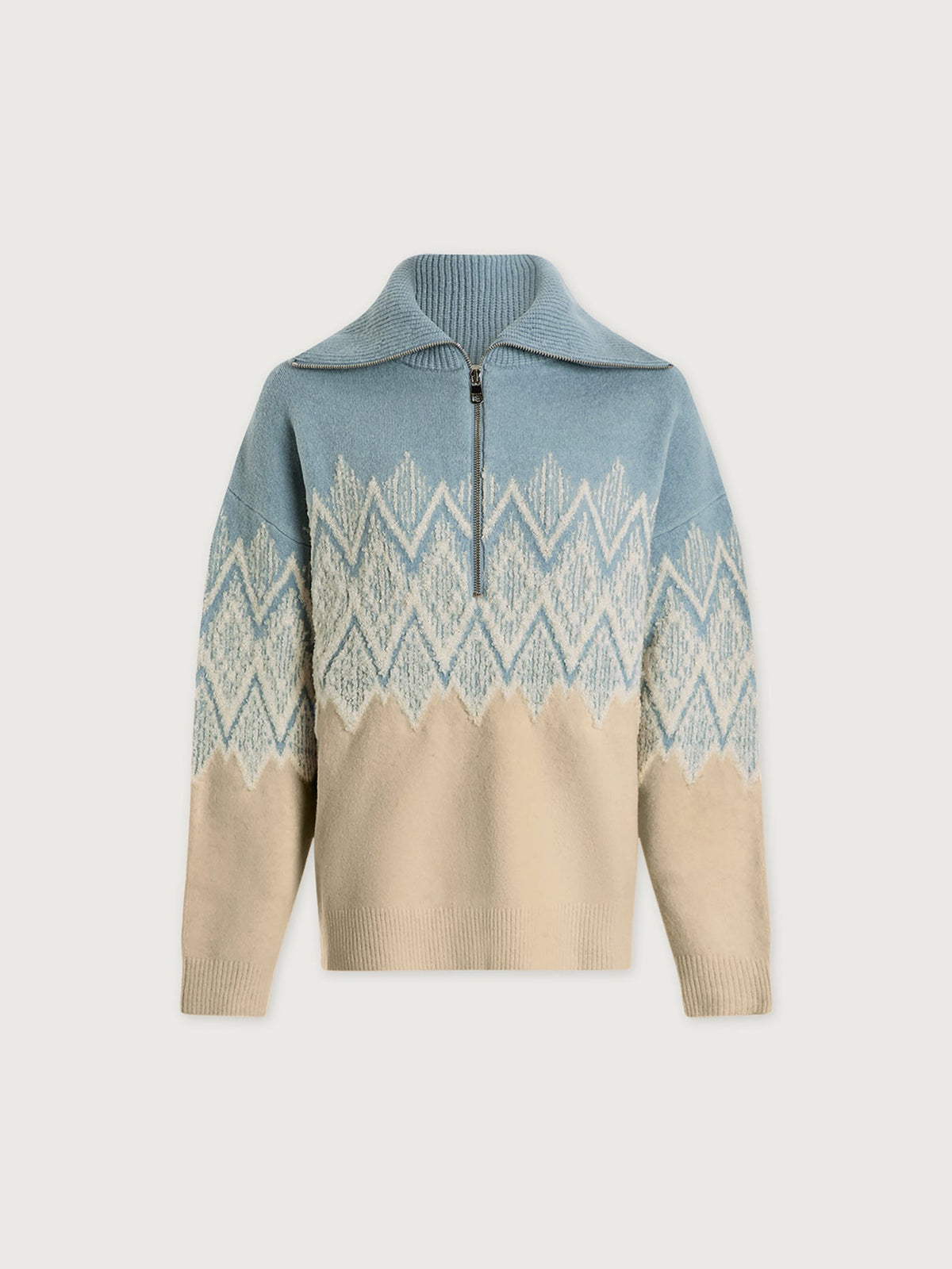 Hedda Fairisle Half Zip Knit Ashley Blue - Varley