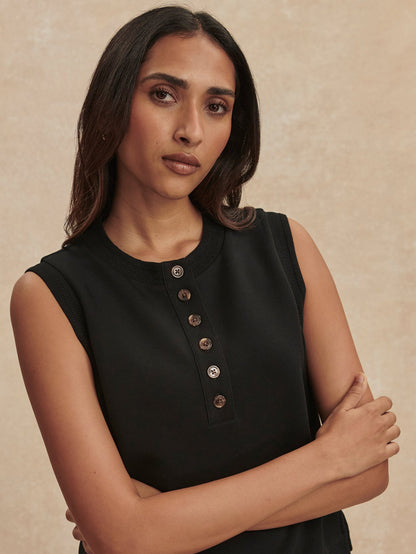 Marla Button Placket Tank Black - Varley