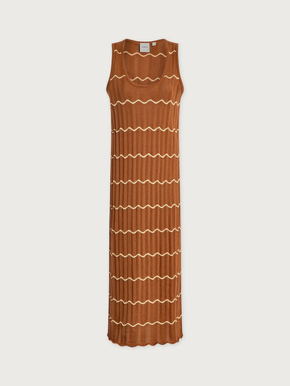 Yuna Scallop Knit Dress Caramel Clay/ Anise Flower - Varley
