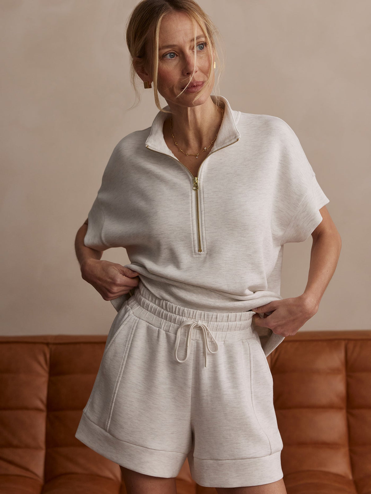 Atrium High-Rise Short 4.5" | VARLEY US Ivory Marl - Varley