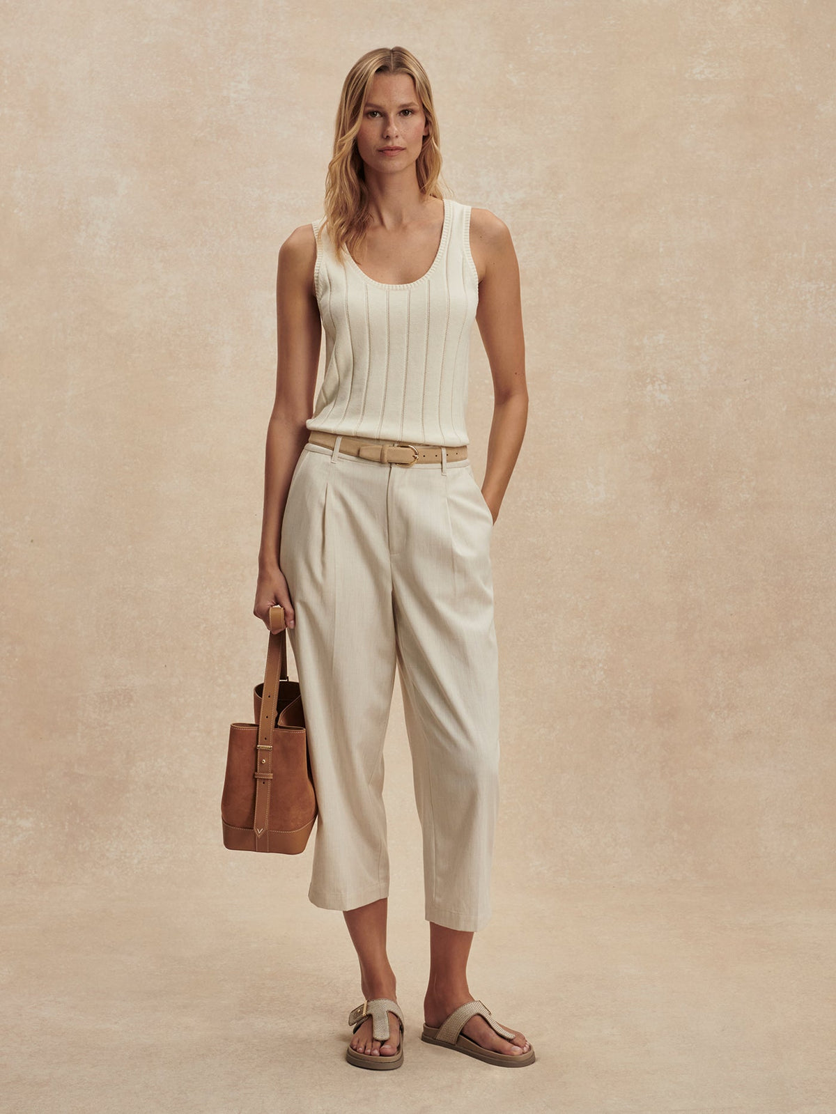 Ayaka Wide Rib Tank Top Pristine - Varley