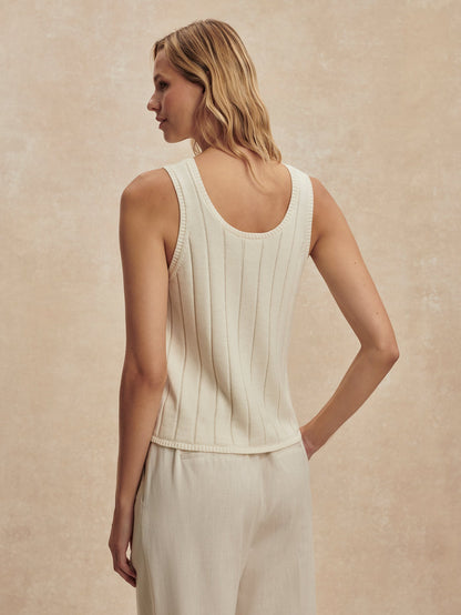 Ayaka Wide Rib Tank Top Pristine - Varley