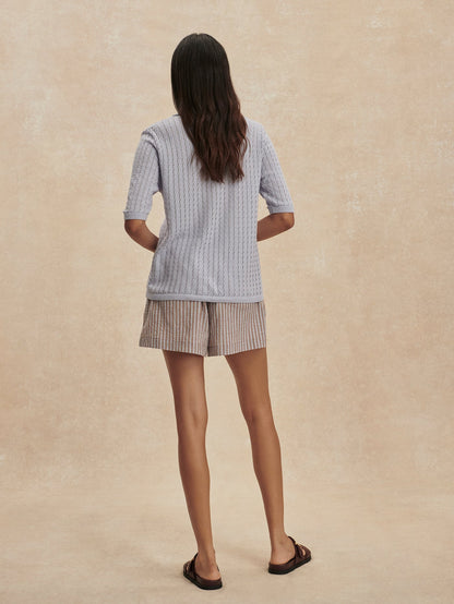 Darina Shorts 4" Cocoa Blue Stripe - Varley