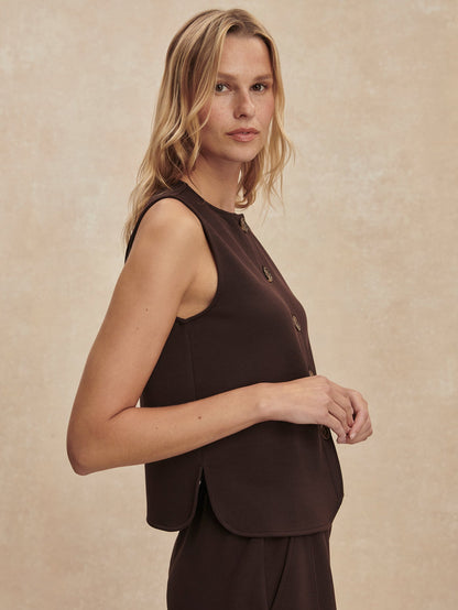 Josie Button Through Tank Top Coffee Bean - Varley