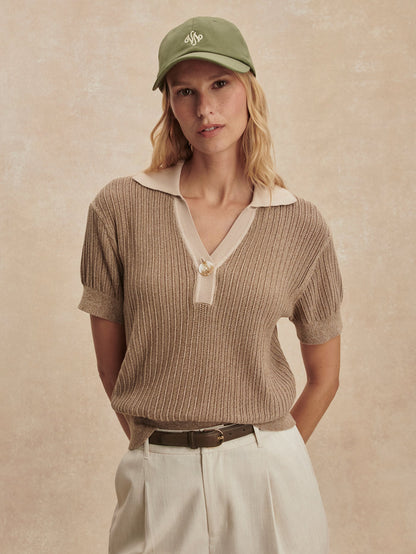 Perrine Knit Polo Shirt Sepia Twist - Varley