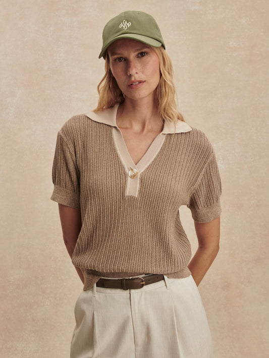 Perrine Knit Polo Shirt Sepia Twist - Varley