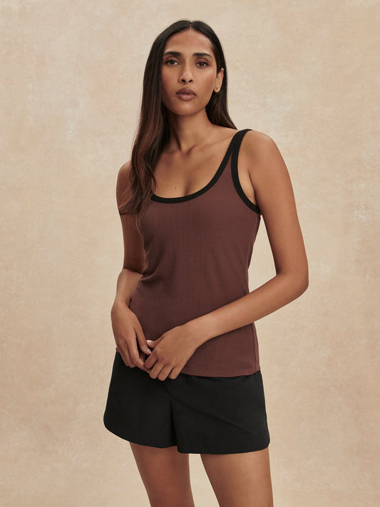 Ayda Fitted Tank Top Brown Stone - Varley