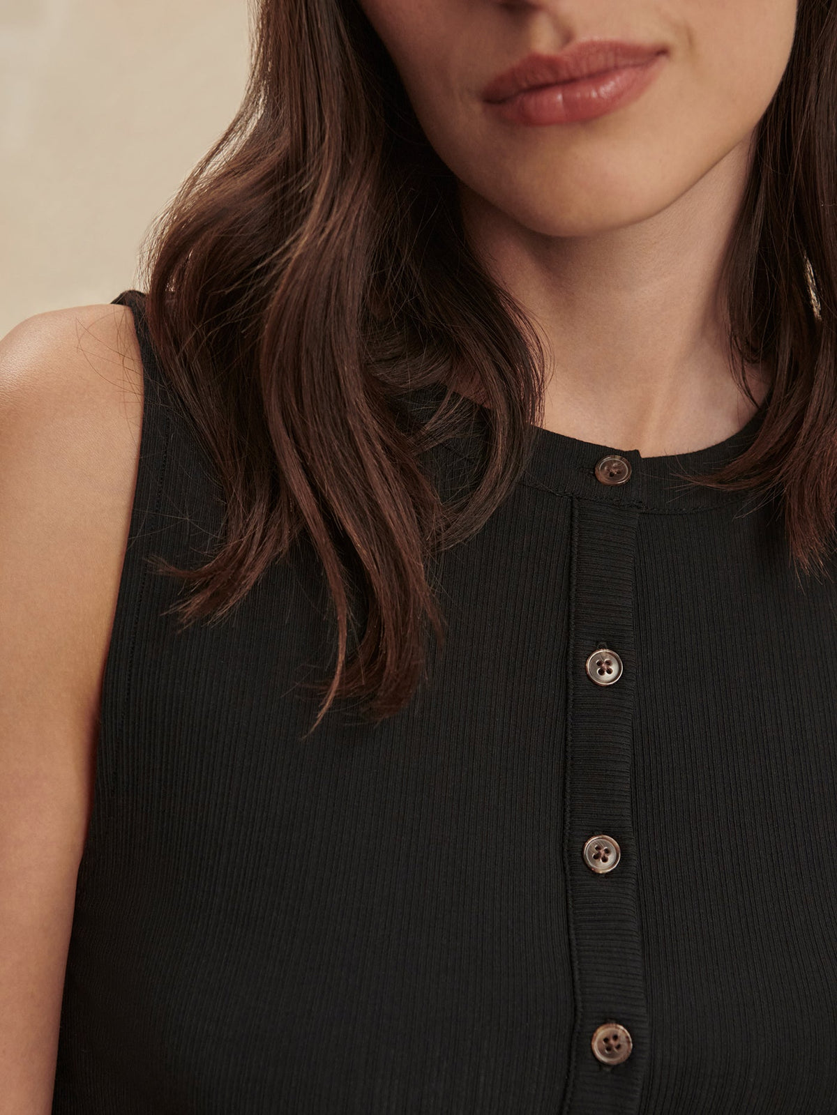 Latia Button Through Tank Top Black - Varley