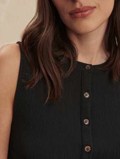 Latia Button Through Tank Top Black - Varley