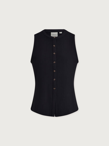 Latia Button Through Tank Top Black - Varley