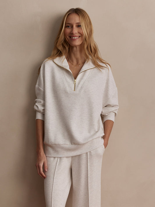 Hawley Half Zip Sweat Ivory Marl - Varley