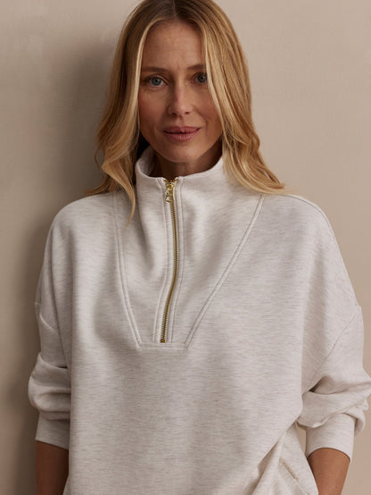 Hawley Half Zip Sweat Ivory Marl - Varley