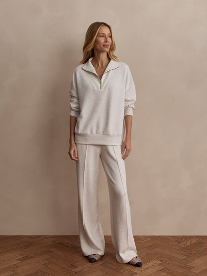 Hawley Half Zip Sweat Ivory Marl - Varley