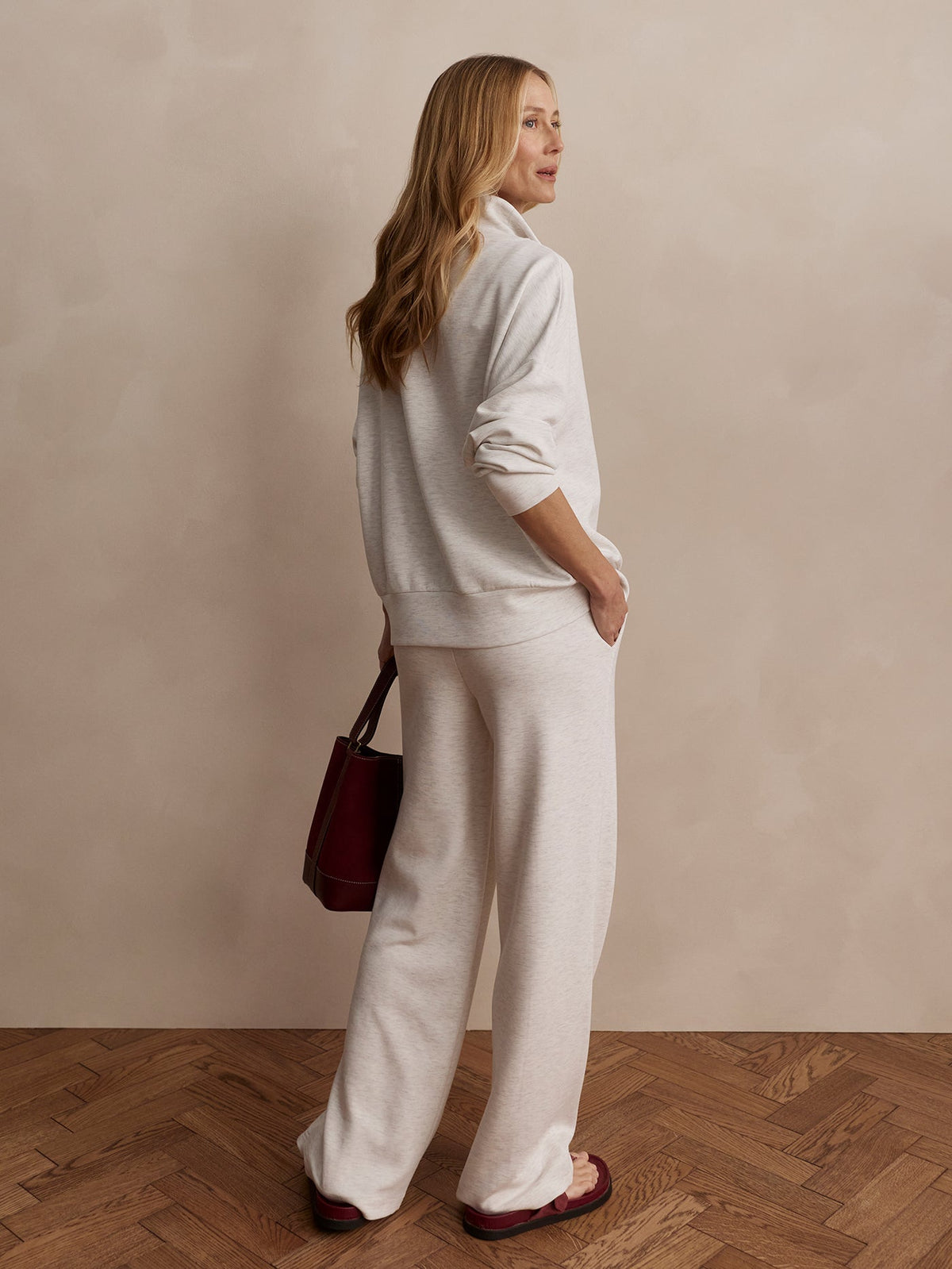 Hawley Half Zip Sweat Ivory Marl - Varley