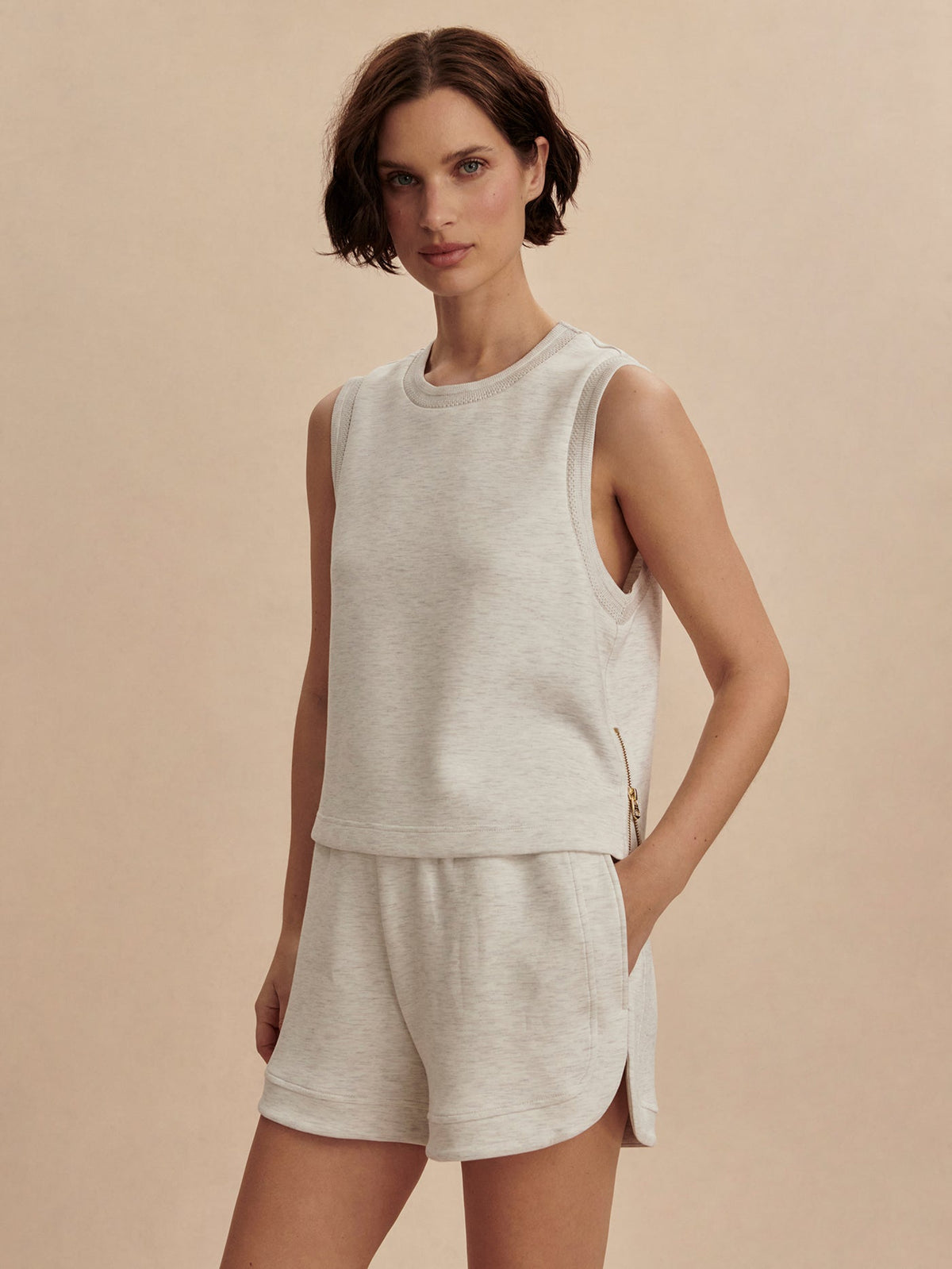 Shea Crop Tank Ivory Marl - Varley