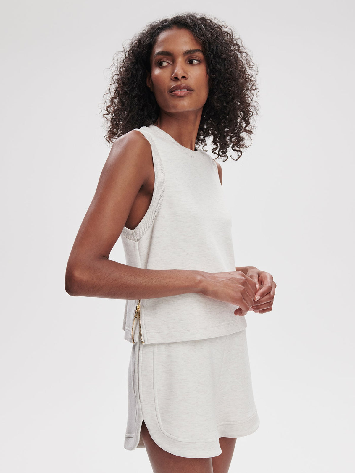 Shea Crop Tank Ivory Marl - Varley