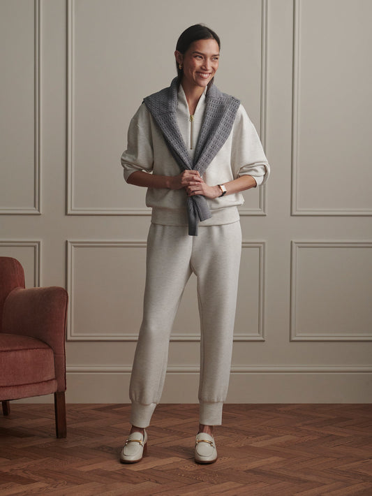 The Slim Cuff Pant 25" Ivory Marl - Varley