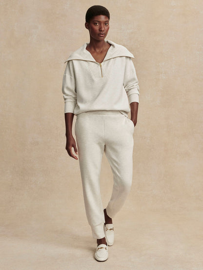 The Slim Cuff Pant 25" Ivory Marl - Varley