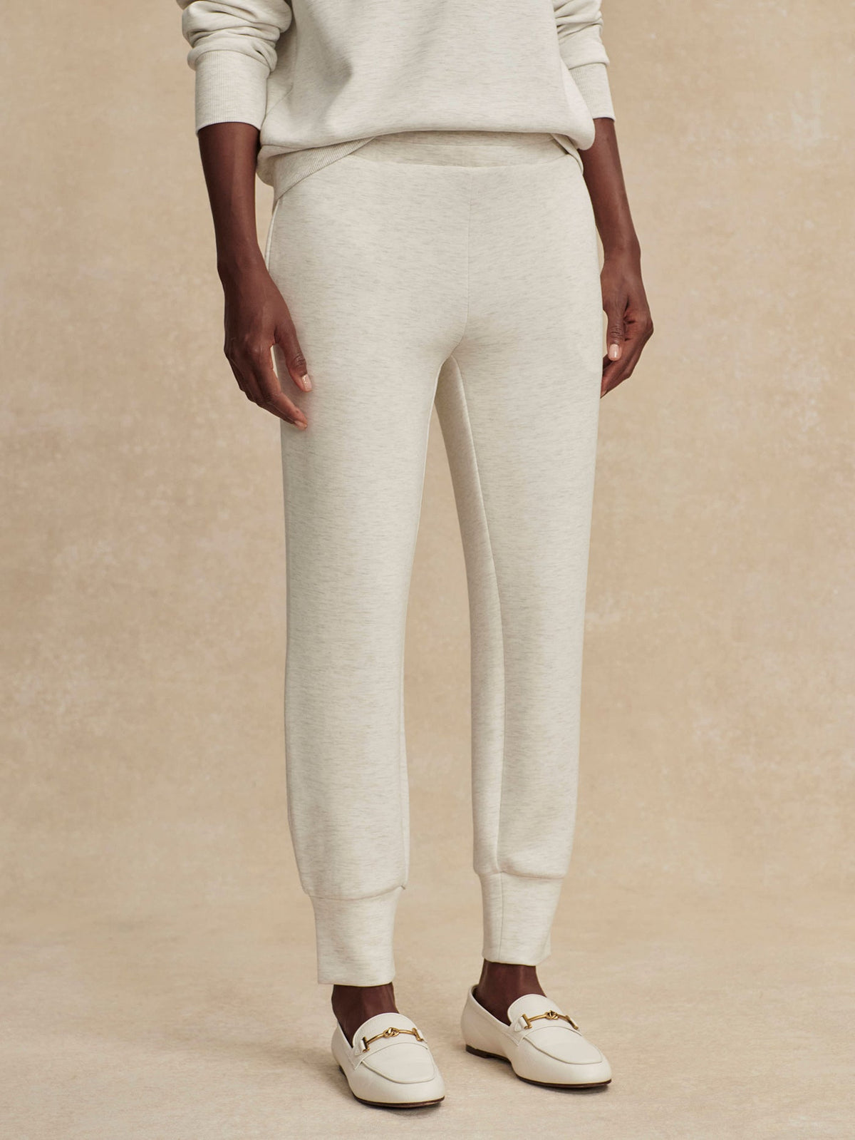 The Slim Cuff Pant 25" Ivory Marl - Varley