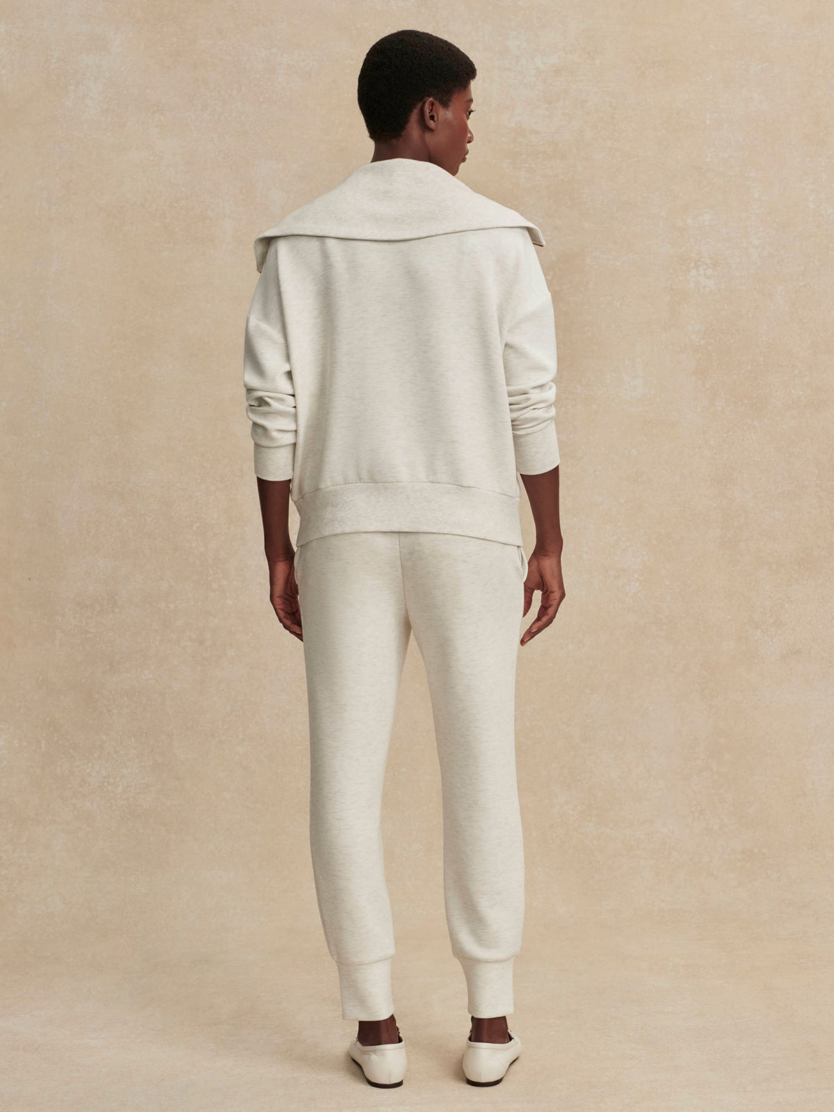 The Slim Cuff Pant 25" Ivory Marl - Varley