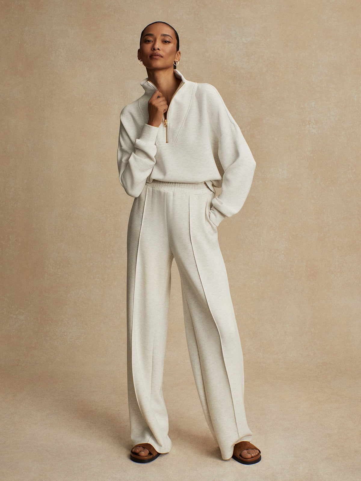 The Wide Leg Pant 30 Ivory Marl - Varley
