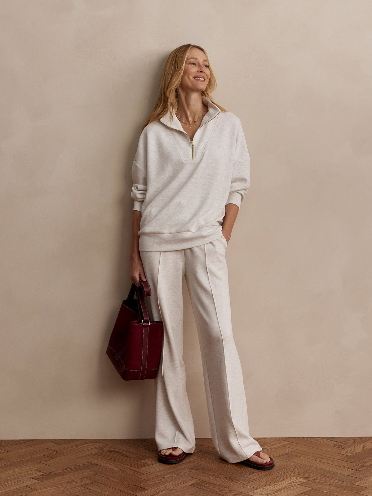 The Wide Leg Pant 32 Ivory Marl - Varley
