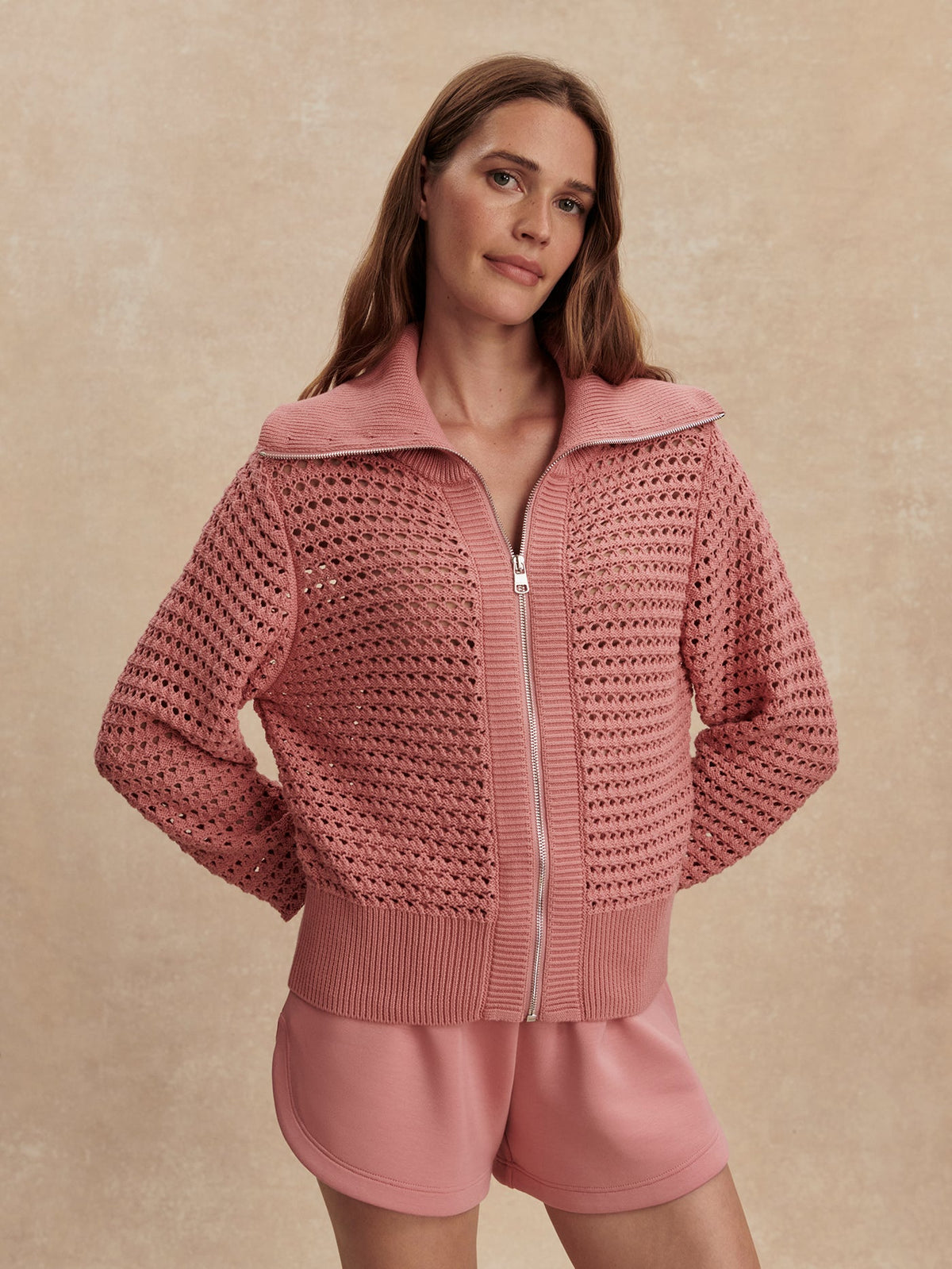 Eloise Zip-Through Knit | VARLEY US Brandy Rose - Varley