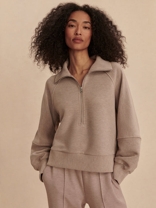 Milano Half Zip Sweat Taupe Marl - Varley