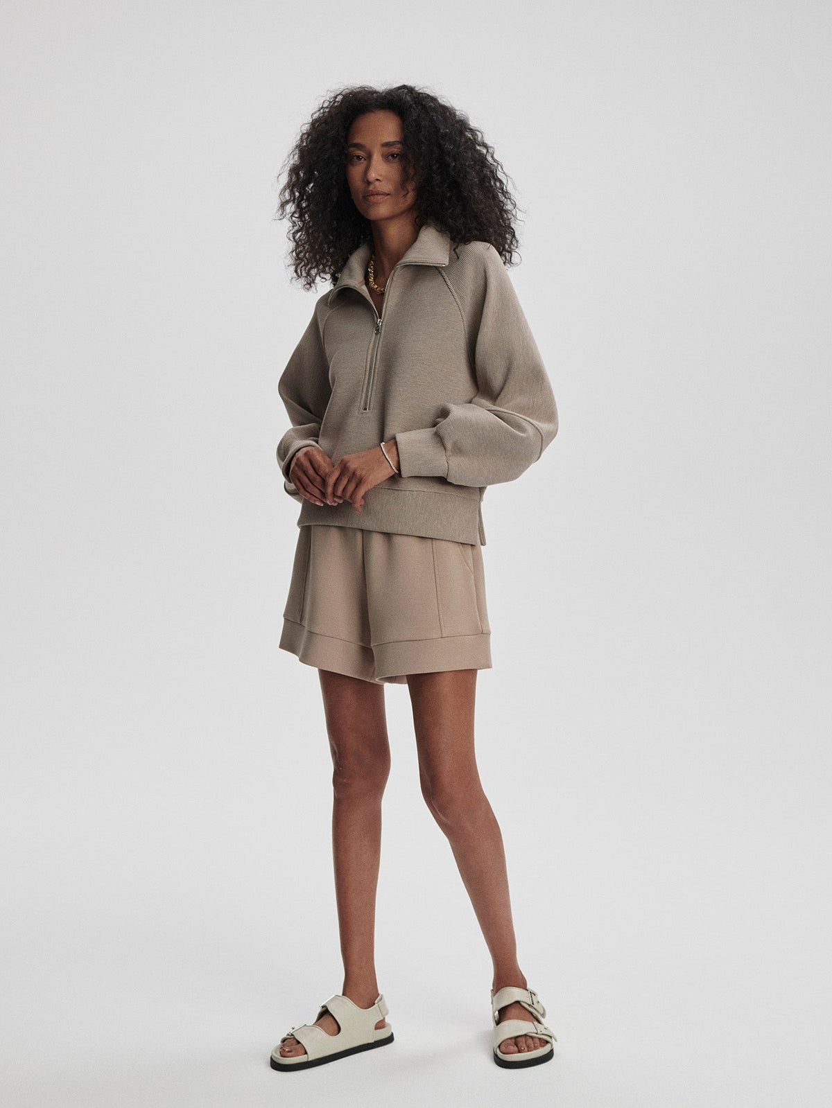 Milano Half Zip Sweat Taupe Marl - Varley