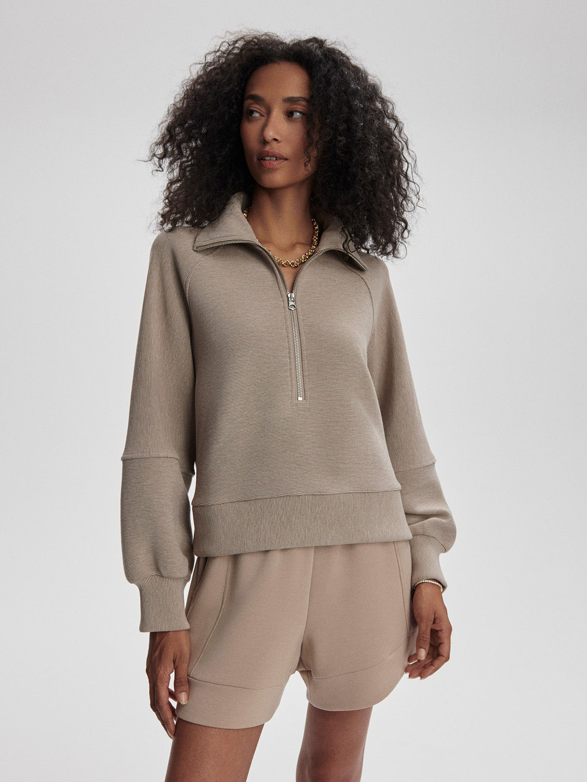 Milano Half Zip Sweat Taupe Marl - Varley
