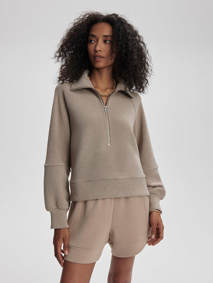 Milano Half Zip Sweat Taupe Marl - Varley