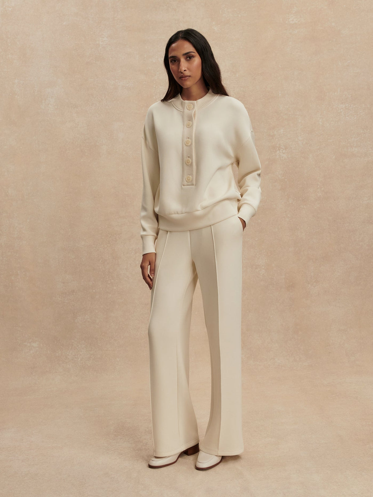 Reena Button Front Sweat Pristine - Varley