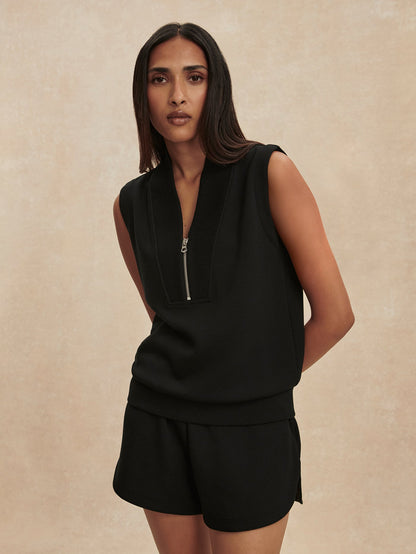 Beau Sleeveless Half Zip Top Black - Varley