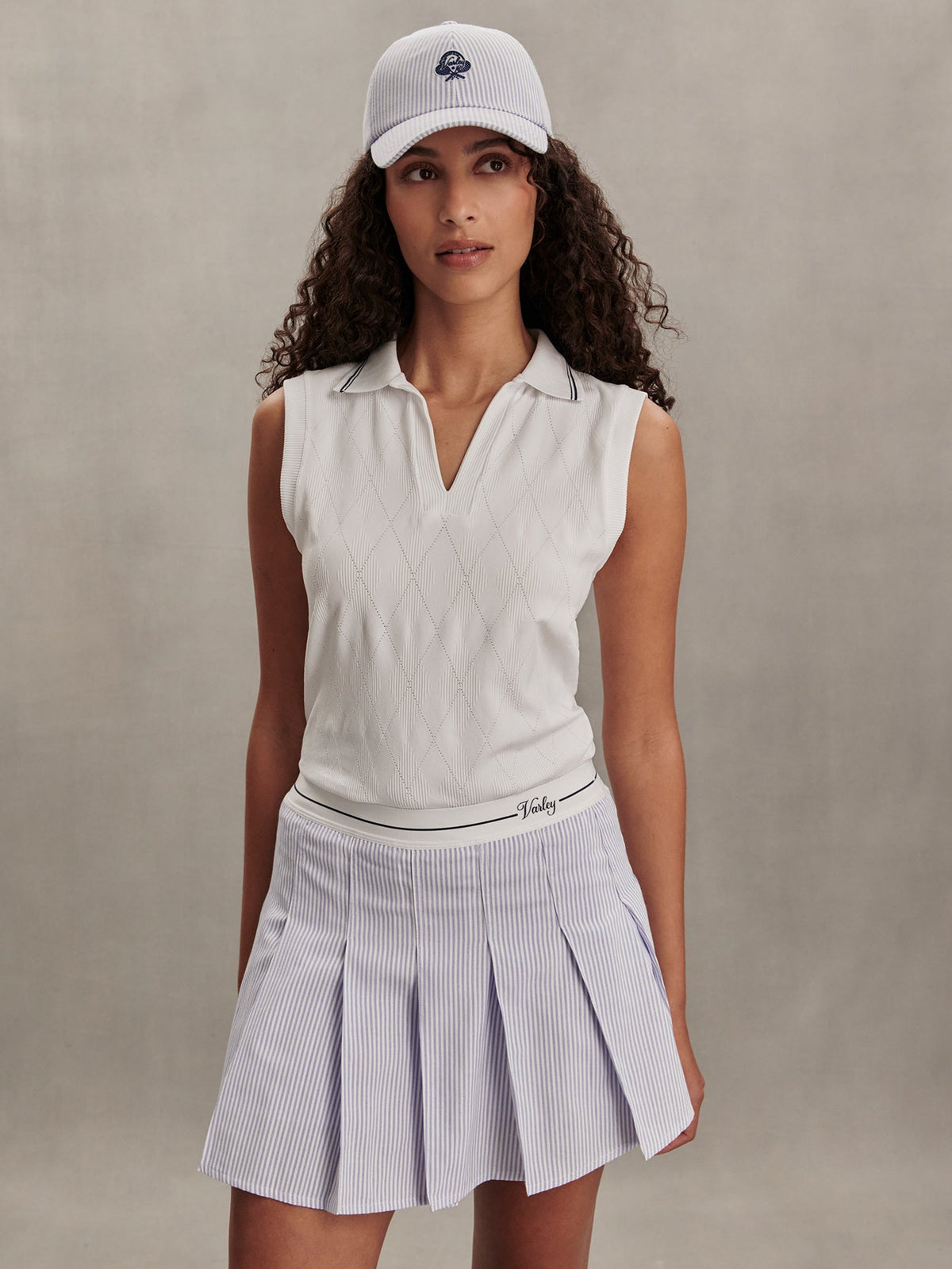 Toyah High Rise Skort 14.5" Xenon Blue Pinstripe - Varley