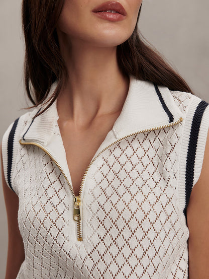 Stefan Half Zip Vest White - Varley