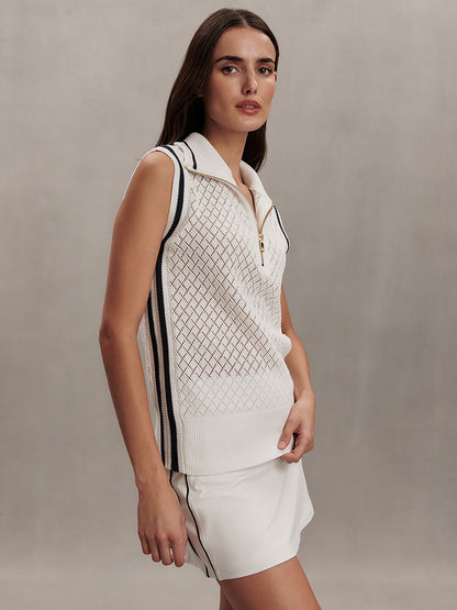 Stefan Half Zip Vest White - Varley