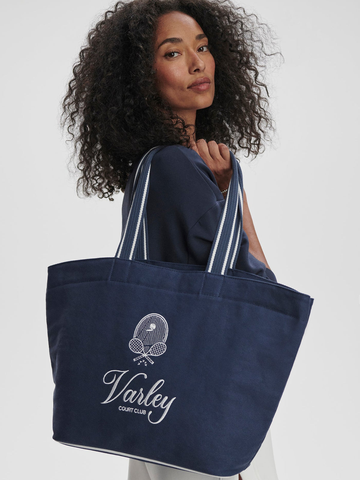 Robinson Canvas Club Tote Bag Blue Nights/ White - Varley