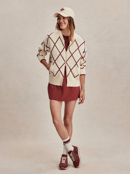 Nile Diamond Knit Jacket Ivory/ Port - Varley