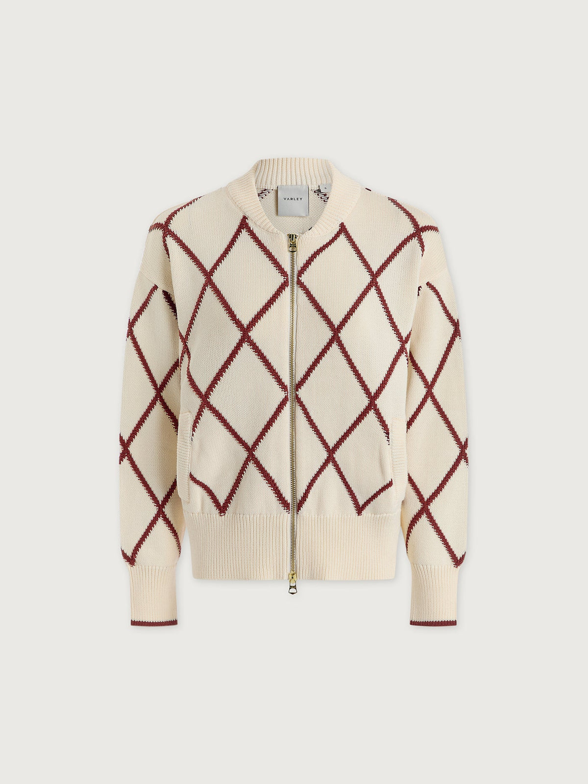 Nile Diamond Knit Jacket Ivory/ Port - Varley
