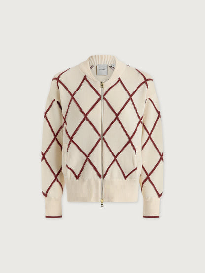 Nile Diamond Knit Jacket Ivory/ Port - Varley