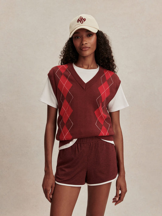 Ruben Argle Knit Vest Port/ Red - Varley