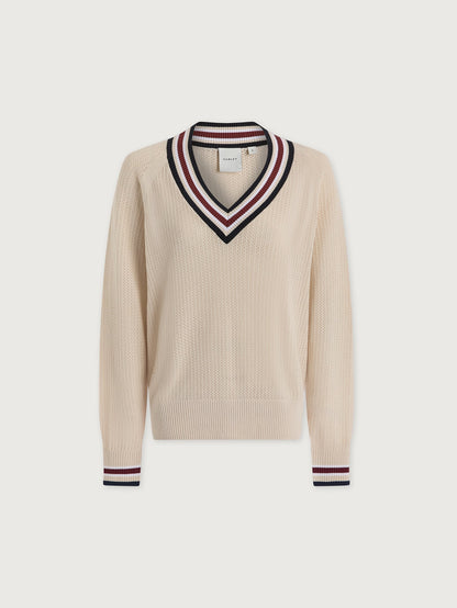 Maurice V-Neck Knit Sweater Oat Milk - Varley