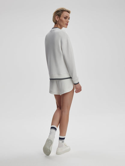 Iona V Neck Sweat White/ Navy - Varley