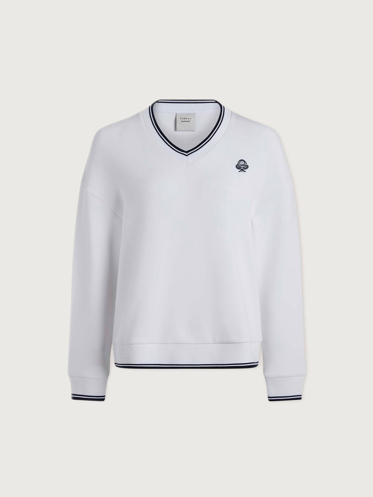Iona V Neck Sweat White/ Navy - Varley